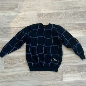 Dime Men's Black and Blue Crewneck Wave Knit Sweater